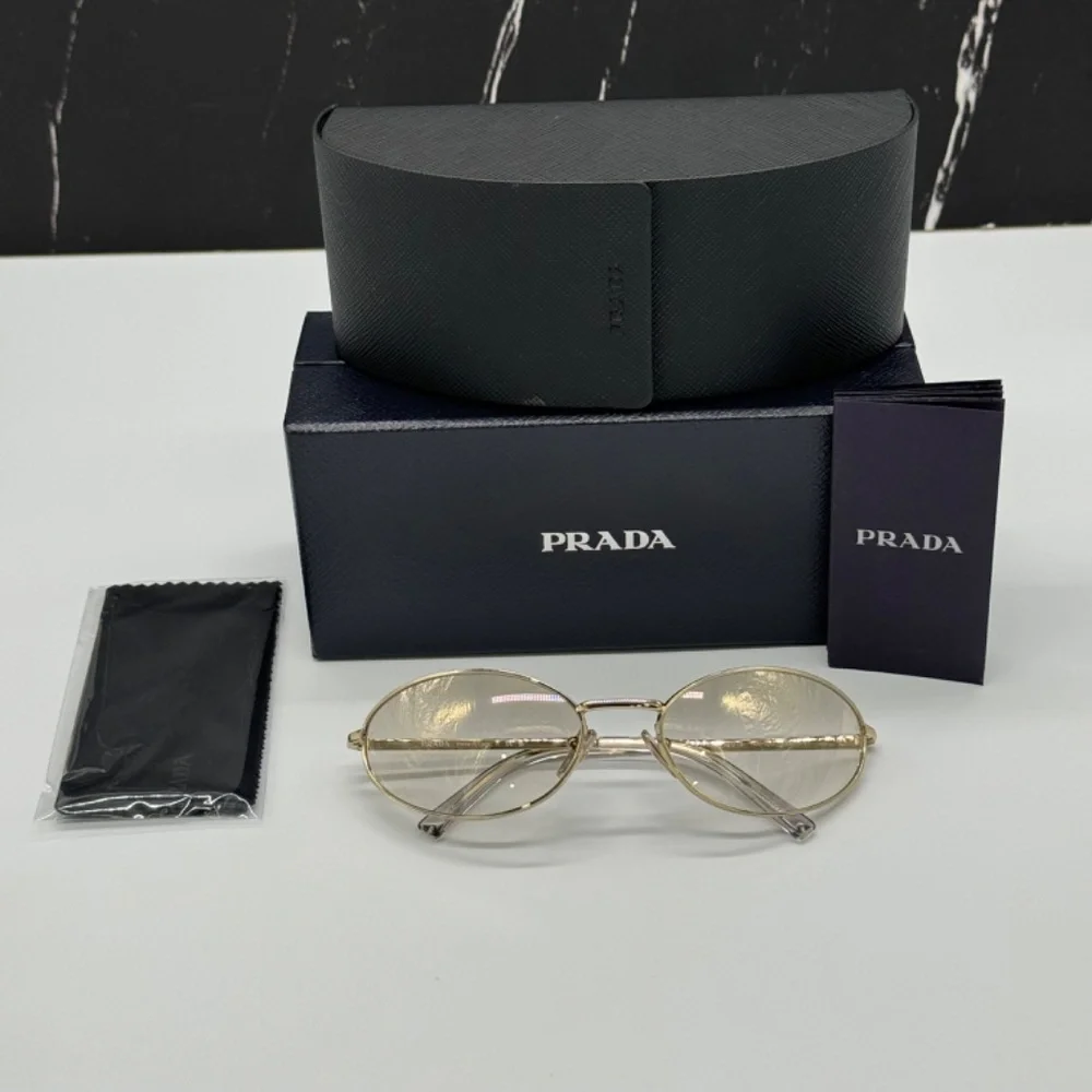 NEW SPR A59 14N7H1 PRADA PRA59S 14N7H1 WOMEN SUNGLASSES PR A59S 14N7H1 GOLD OVAL - Picture 12 of 12